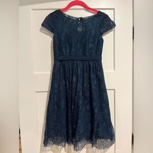 Azazie navy blue lace girls dress size 10